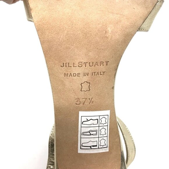 Jill Stuart Italy Astrid Gold Leather Sandals 7 - Picture 7 of 8